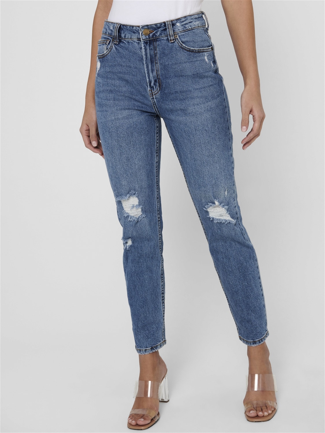 ONLY Gerade geschnitten Hohe Taille Jeans -Medium Blue Denim - 15205442