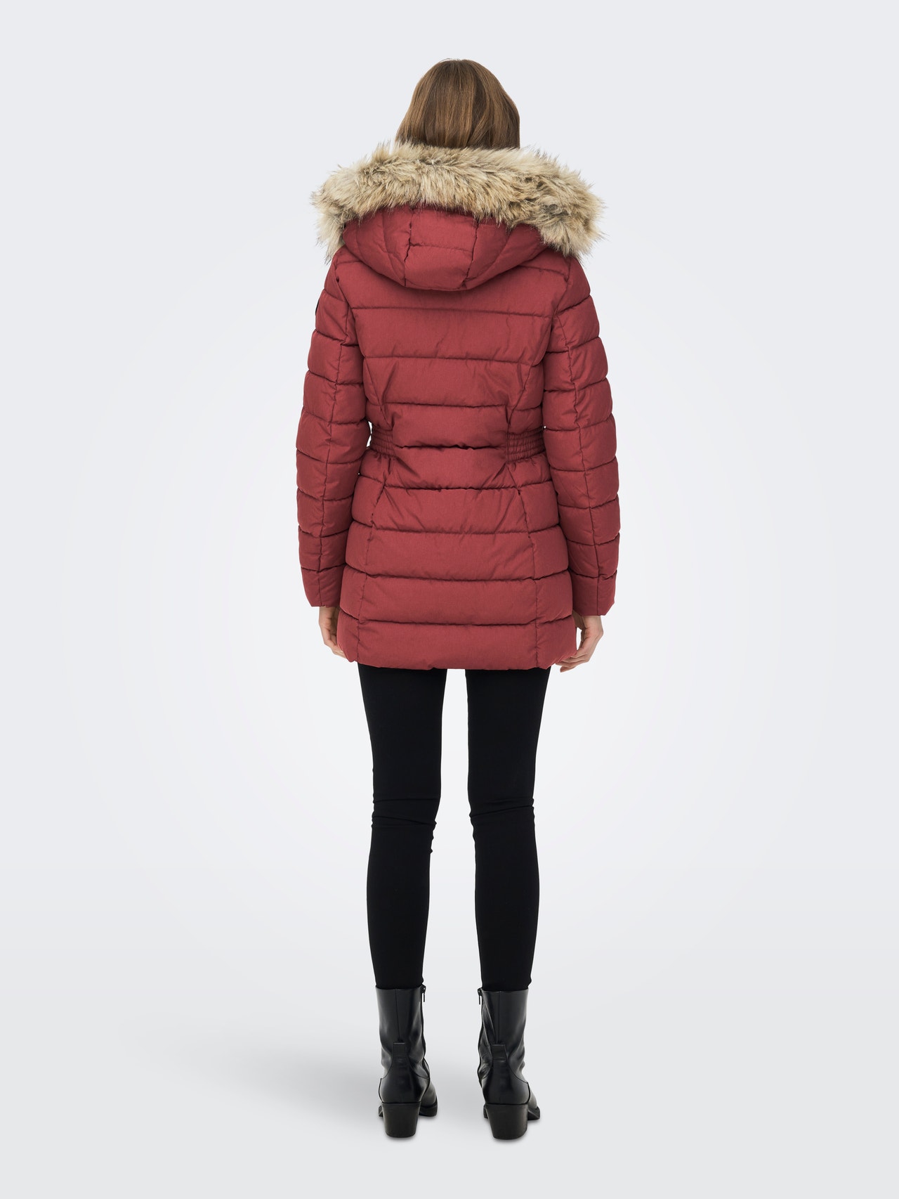ONLY Hood with detachable faux fur edge Jacket -Spiced Apple - 15205636