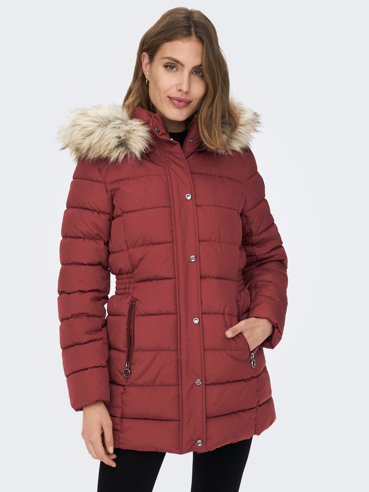ONLY Long Quilted jacket -Spiced Apple - 15205636