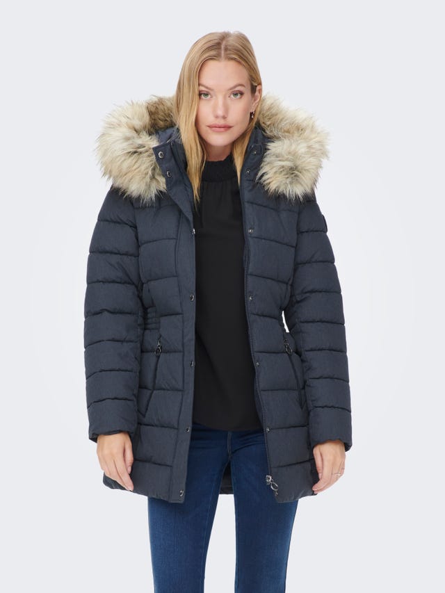 ONLY Hood with detachable faux fur edge Jacket - 15205636