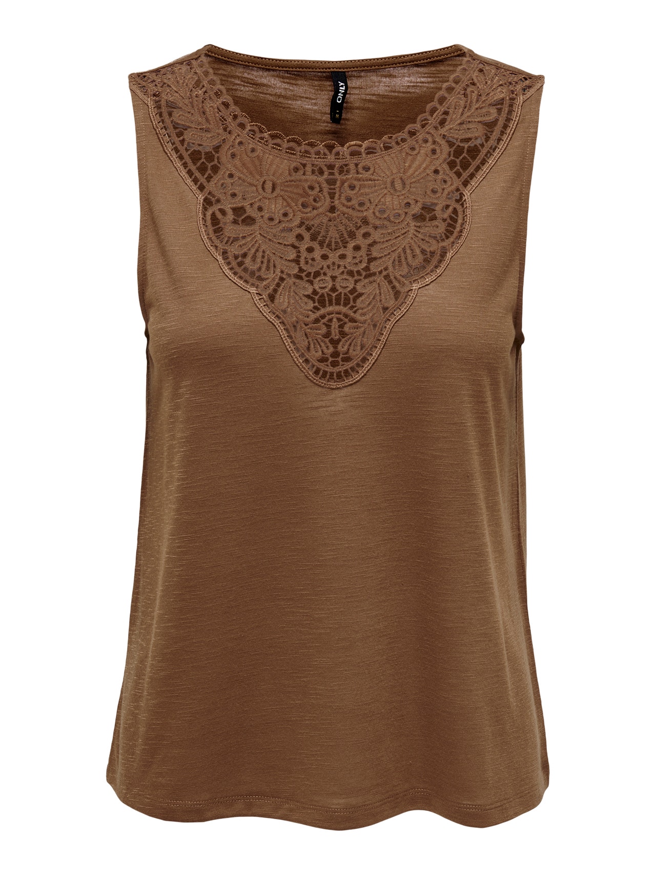 ONLY Lace detail Top -Toffee - 15205689