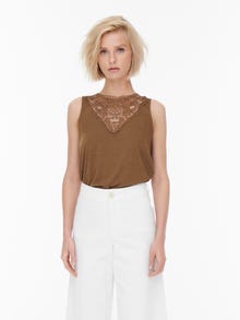 ONLY Kanten detail Top -Toffee - 15205689
