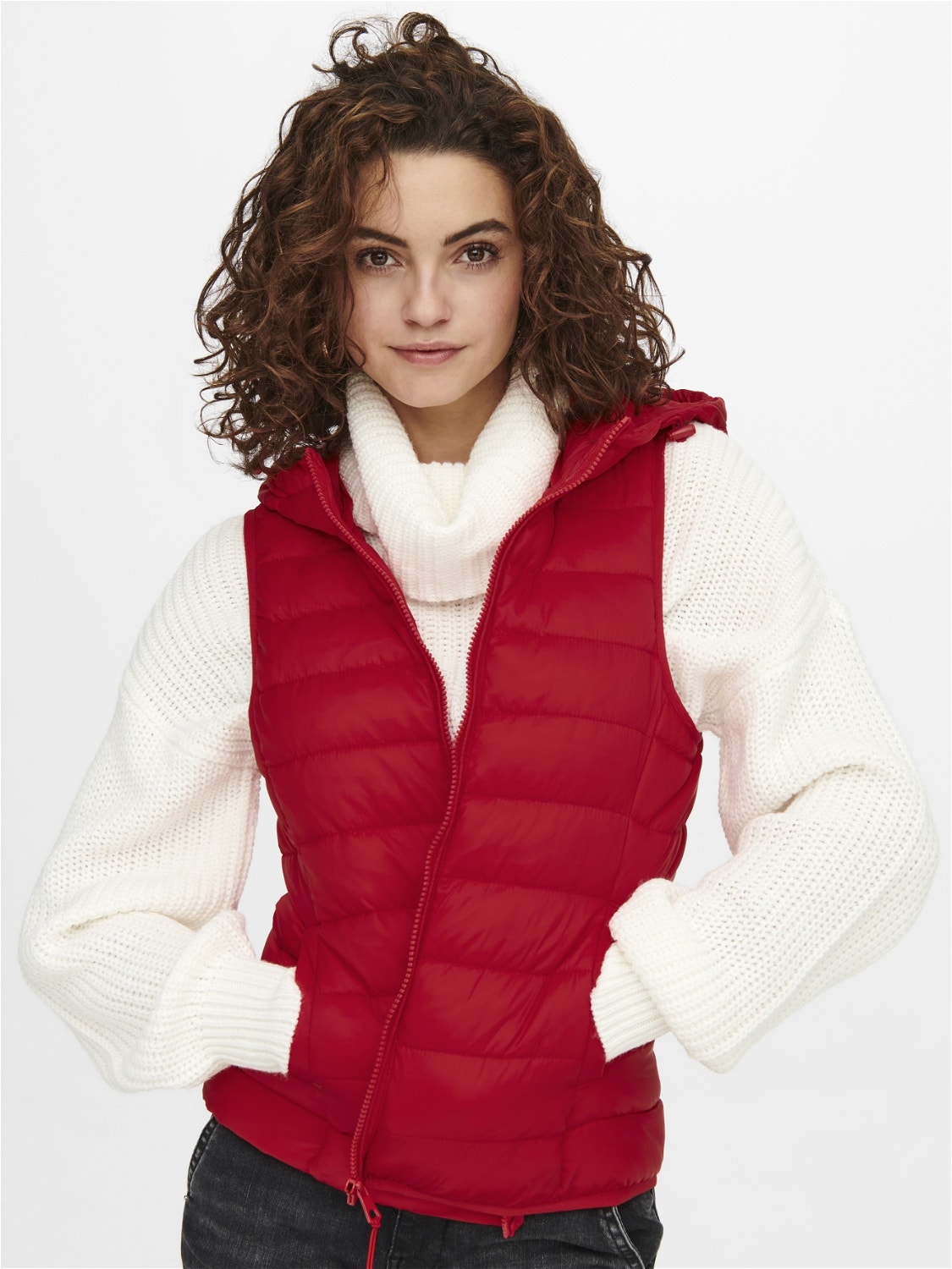ONLY High stand-up collar Otw Gilet -High Risk Red - 15205760