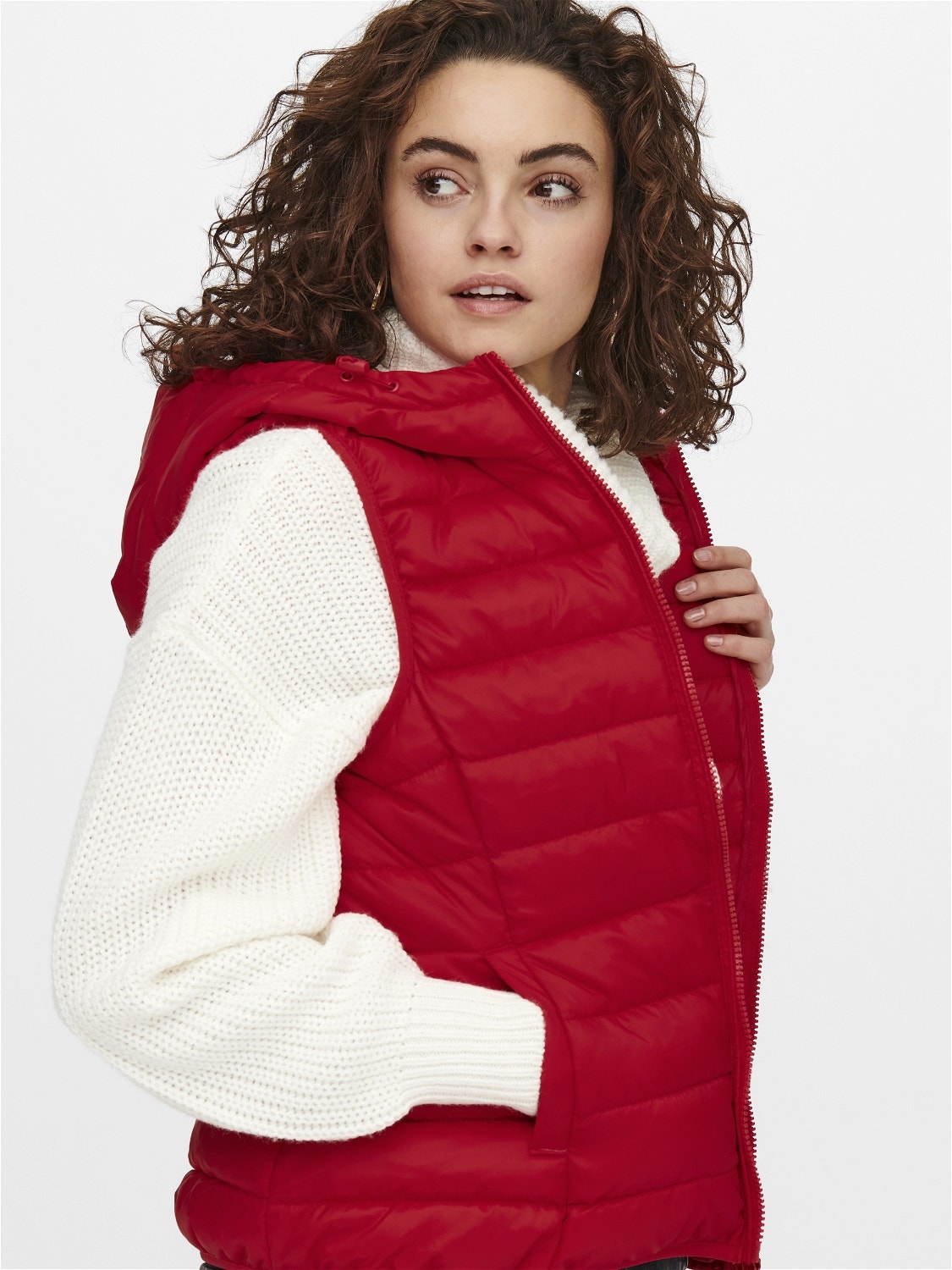 ONLY Quilted Waistcoat -High Risk Red - 15205760