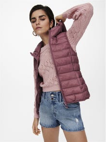 ONLY High stand-up collar Otw Gilet -Rose Brown - 15205760
