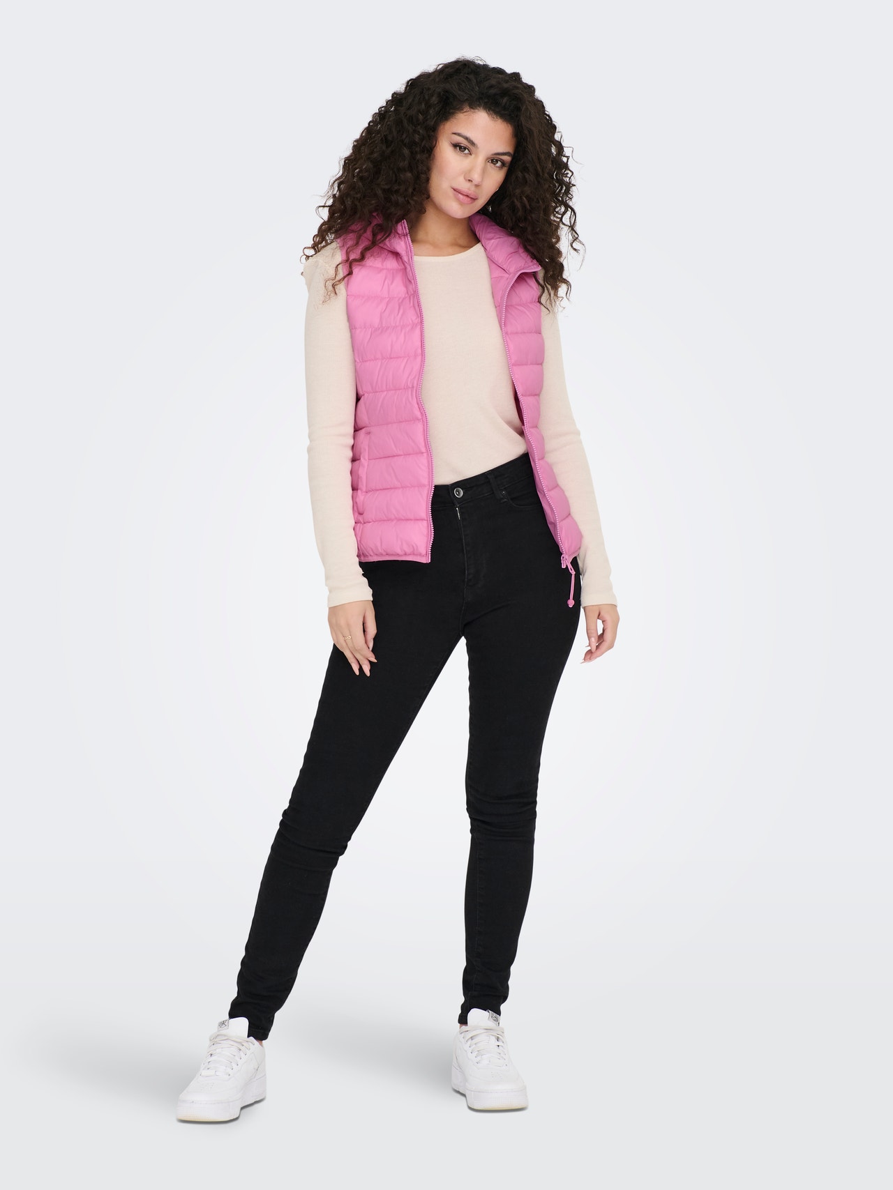 ONLY High stand-up collar Otw Gilet -Fuchsia Pink - 15205760