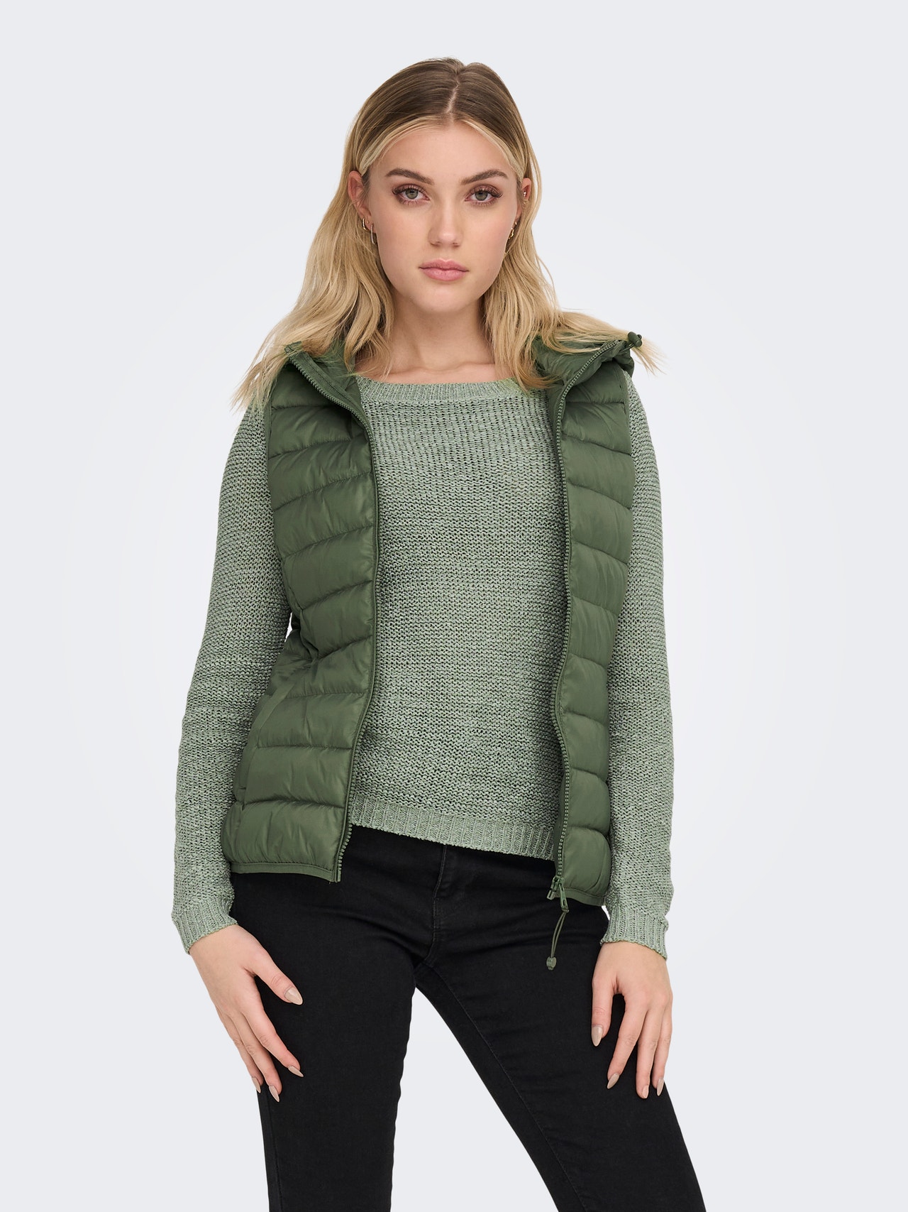 Quilted Waistcoat | Medium Green | ONLY®