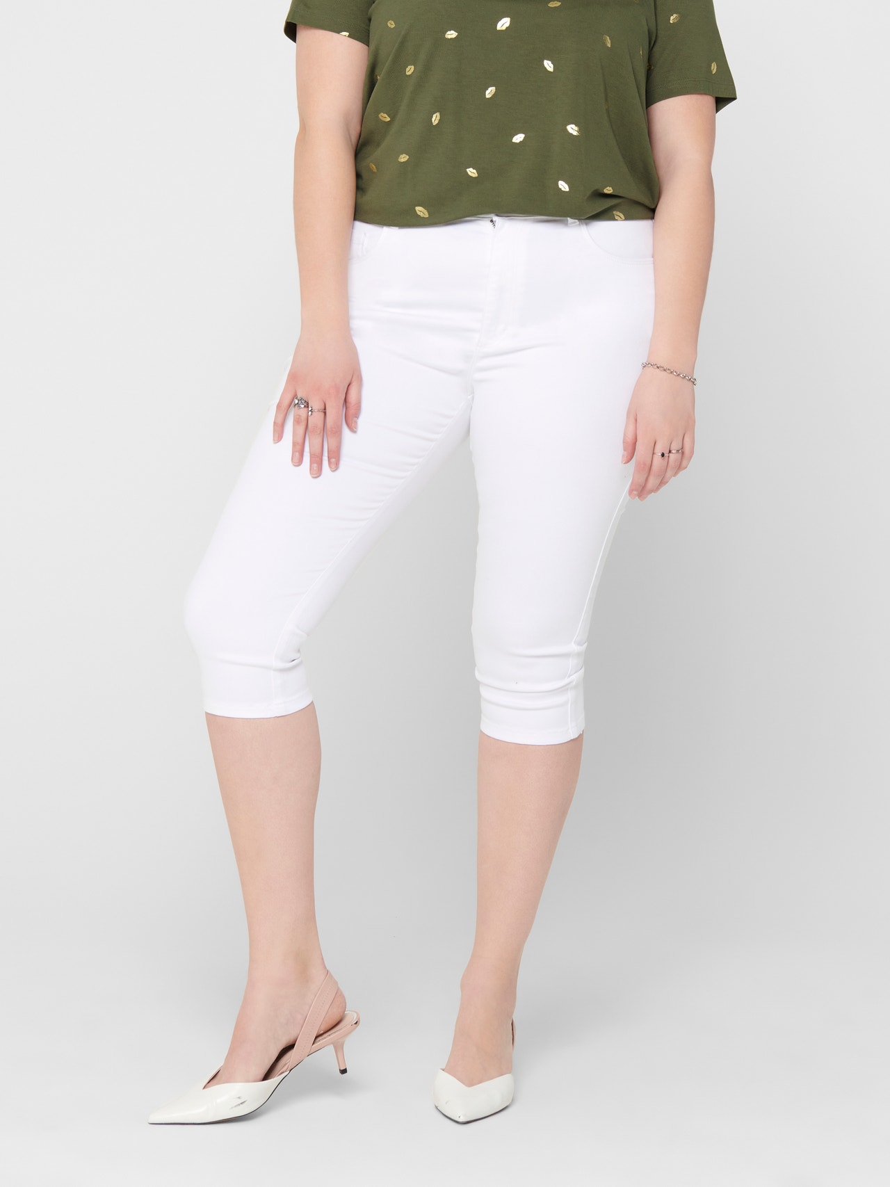 ONLY CARAUGUSTA Hohe Taille Skinny Fit Jeans-Shorts -White - 15205938