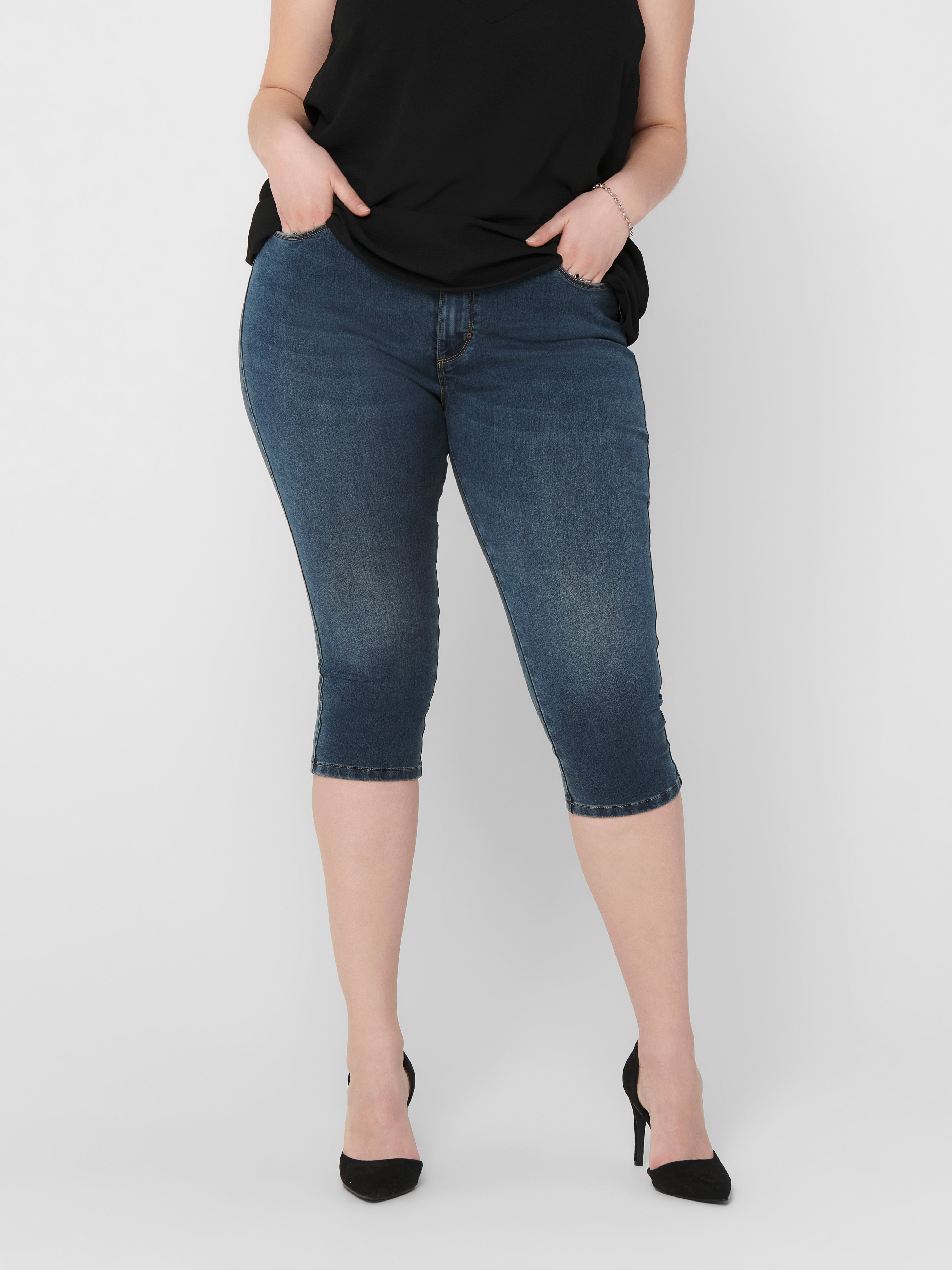 Thumbnail - Caraugusta Hohe Taille Skinny Fit Jeans-shorts