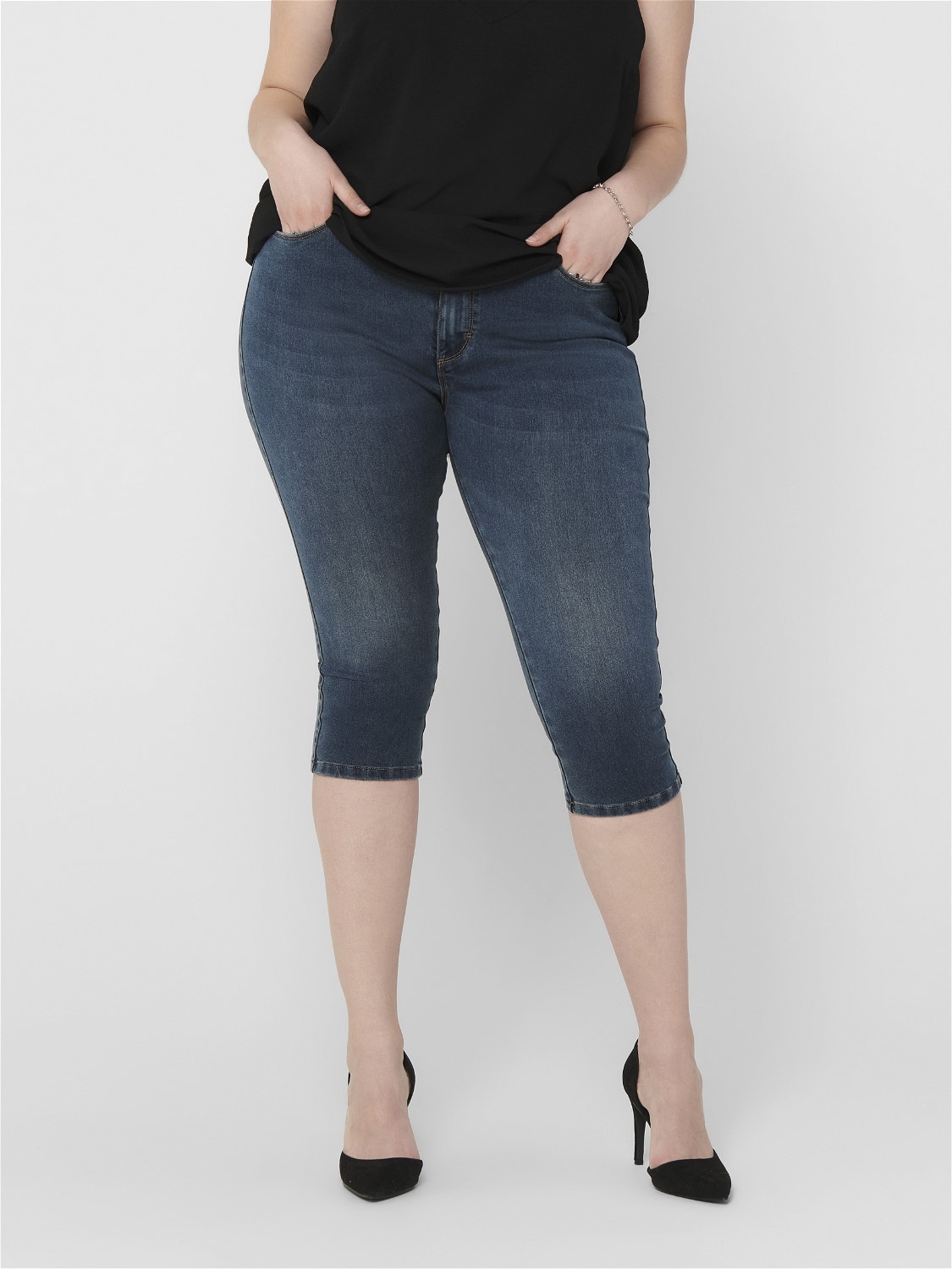 ONLY Skinny fit High waist Shorts -Medium Blue Denim - 15205944