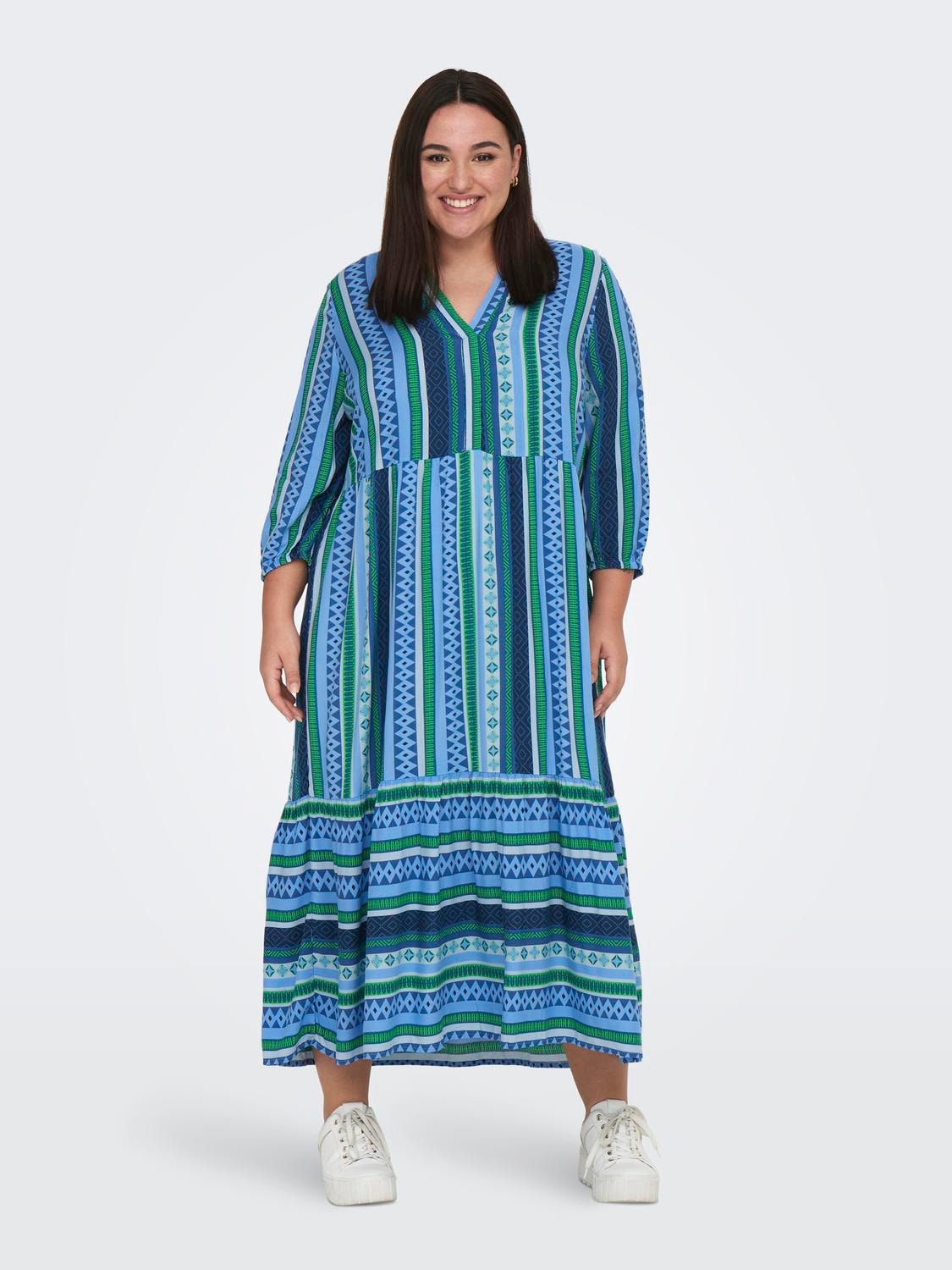 ONLY Oversize Fit V-Neck Long dress -Island Green - 15206074