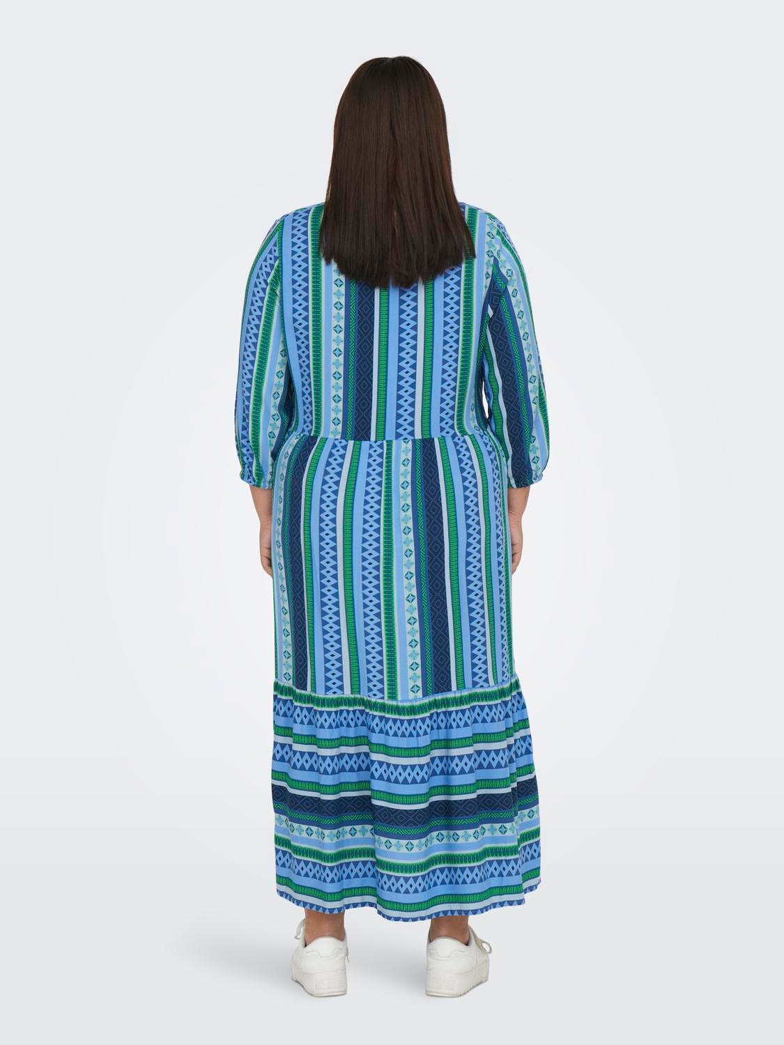 ONLY Curvy V-Neck printed Dress -Island Green - 15206074