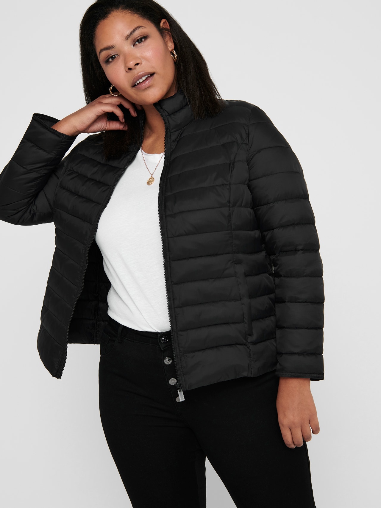 ONLY Curvy short Quilted jacket -Black - 15206089