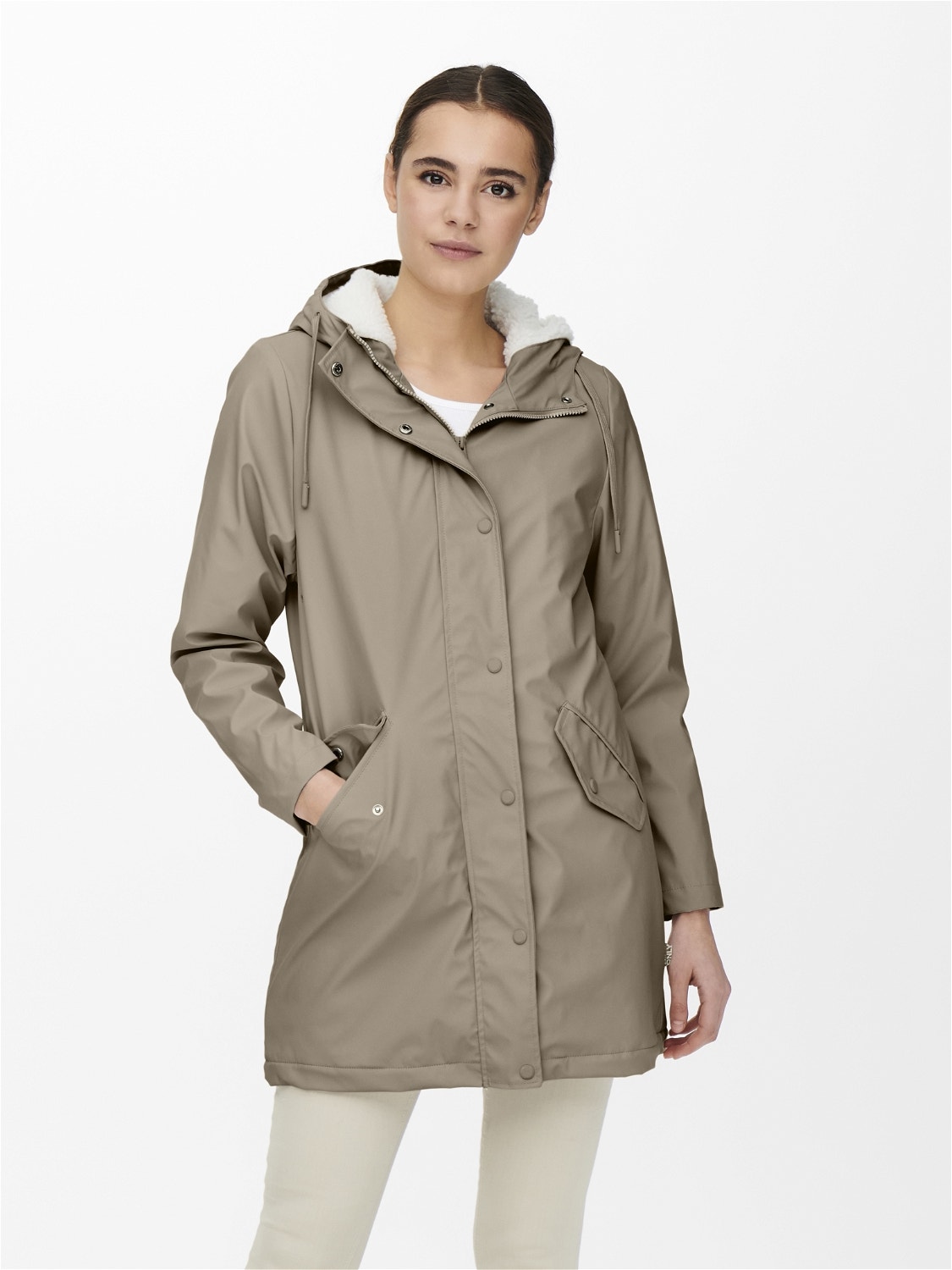 ONLY Rain jacket with teddy lining -Crockery - 15206116