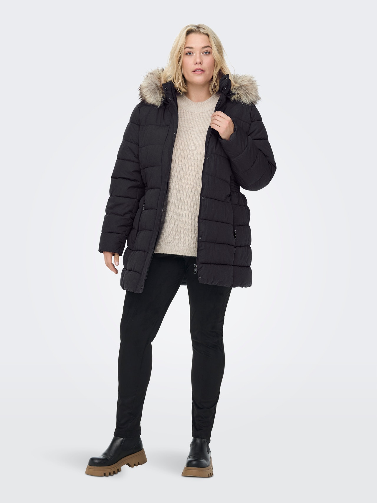 ONLY Curvy long Quilted jacket -Phantom - 15206227