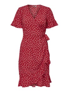 ONLY Mini wrap dress -Mars Red - 15206407