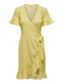 ONLY Regular fit V-Hals Korte jurk -Cream Gold - 15206407
