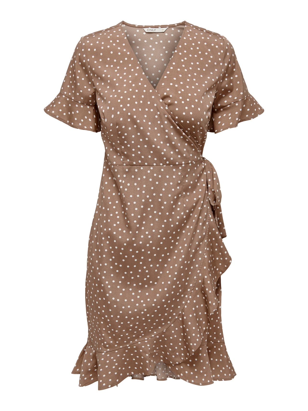 ONLY Normal geschnitten V-Ausschnitt Kurzes Kleid -Brownie - 15206407