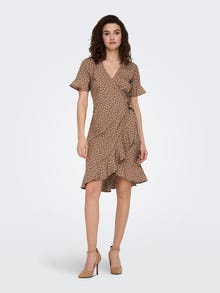 ONLY Regular Fit V-Neck Short dress -Brownie - 15206407