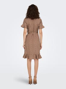 ONLY Normal geschnitten V-Ausschnitt Kurzes Kleid -Brownie - 15206407