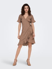 ONLY Regular Fit V-Neck Short dress -Brownie - 15206407