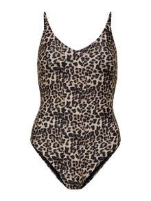 ONLY Deep v-neck Swimsuit -Peyote - 15206475