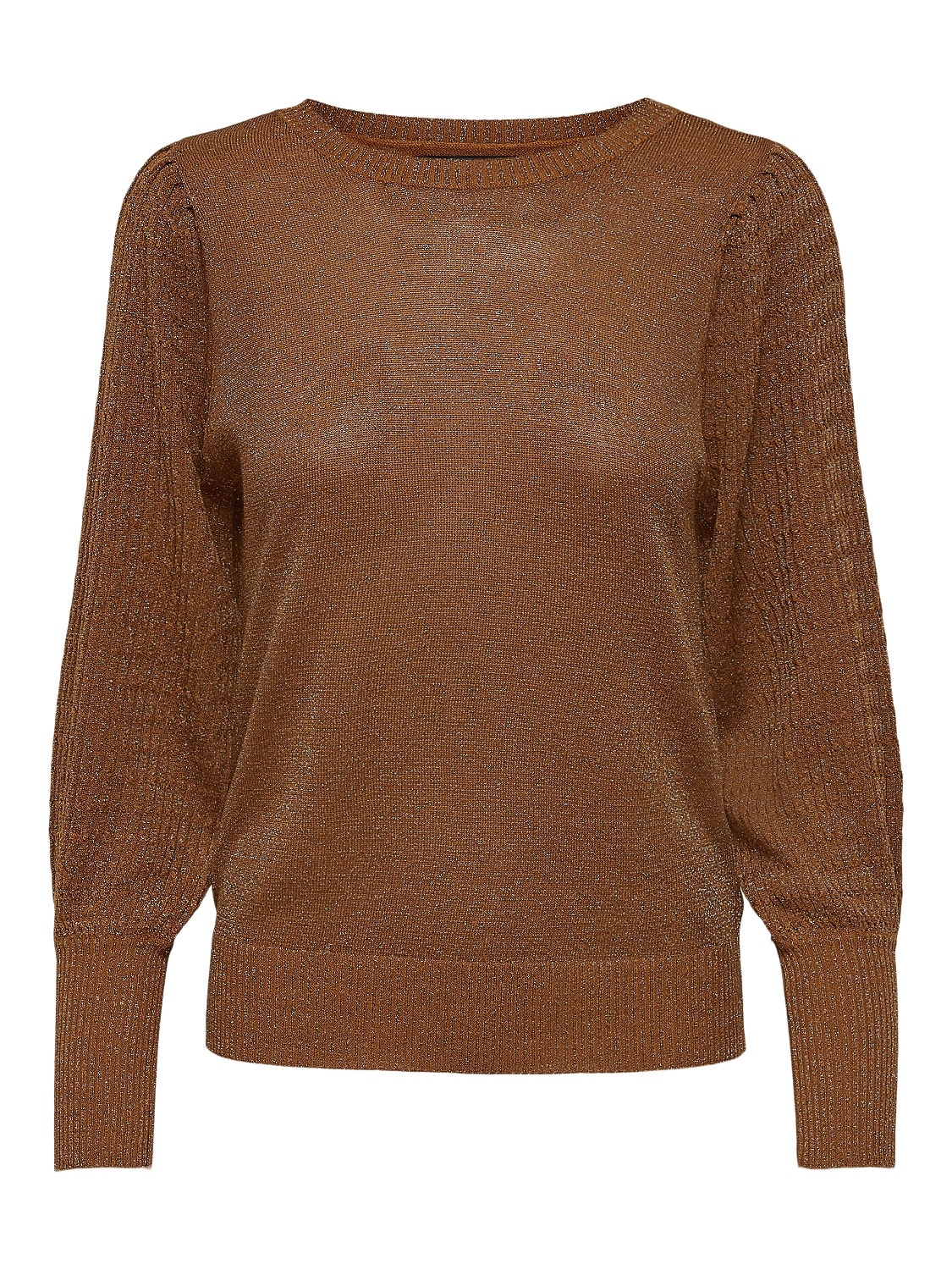 ONLY Glitter knit with puff sleeves -Pumpkin Spice - 15206747