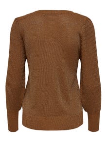 ONLY Glitter knit with puff sleeves -Pumpkin Spice - 15206747