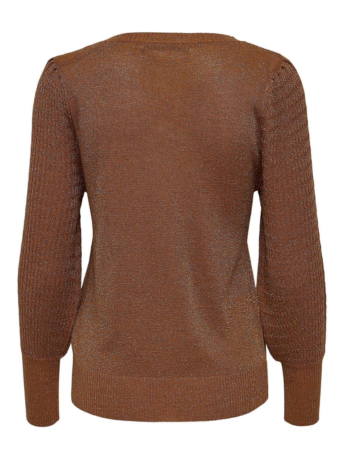 ONLY Glitter knit with puff sleeves -Pumpkin Spice - 15206747