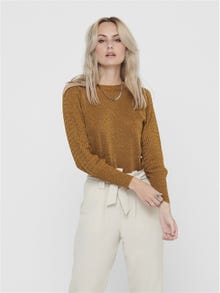 ONLY Glitter knit with puff sleeves -Pumpkin Spice - 15206747