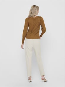 ONLY Glitter knit with puff sleeves -Pumpkin Spice - 15206747