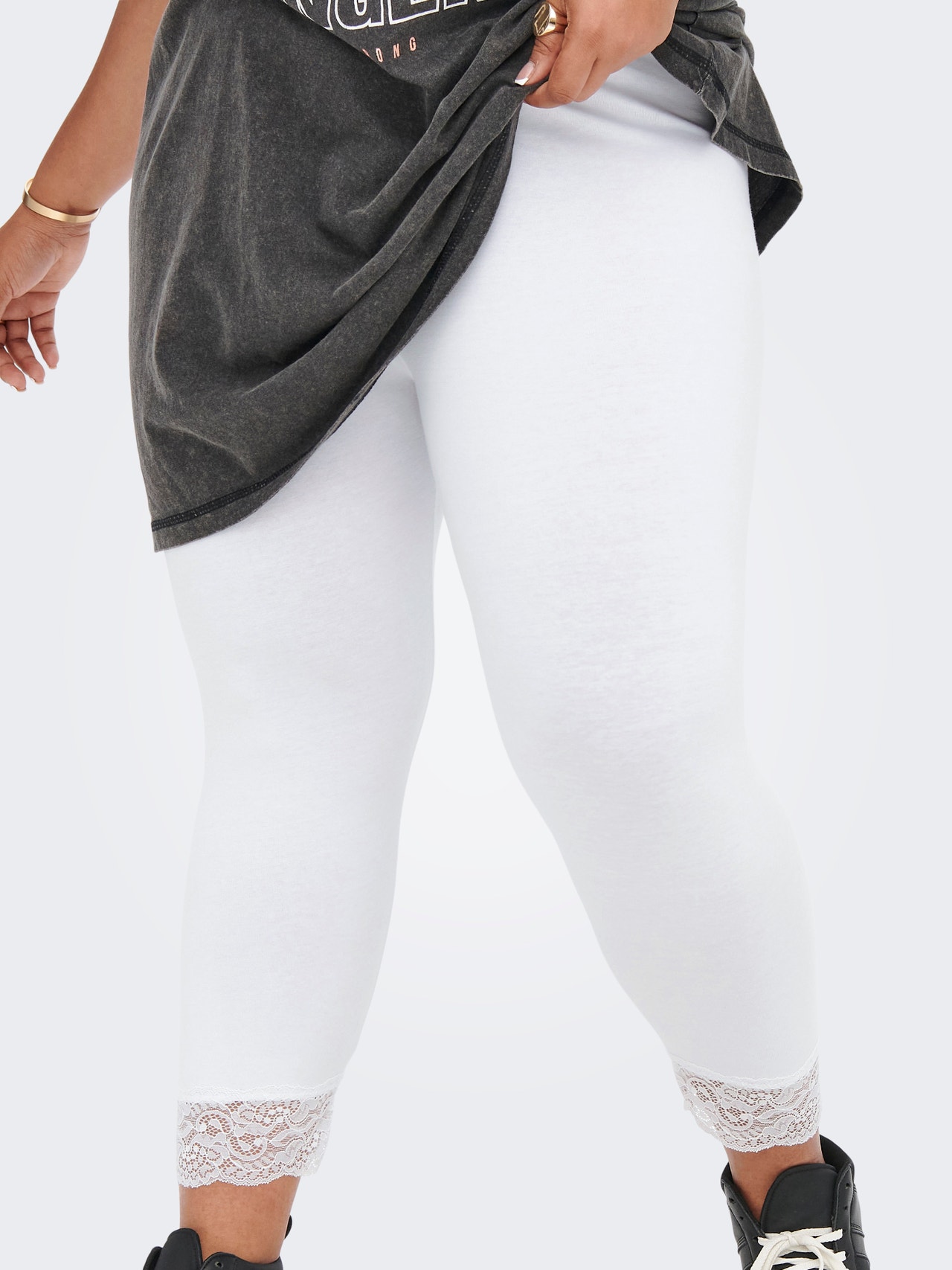 ONLY Curvy lace detail Leggings -White - 15206763