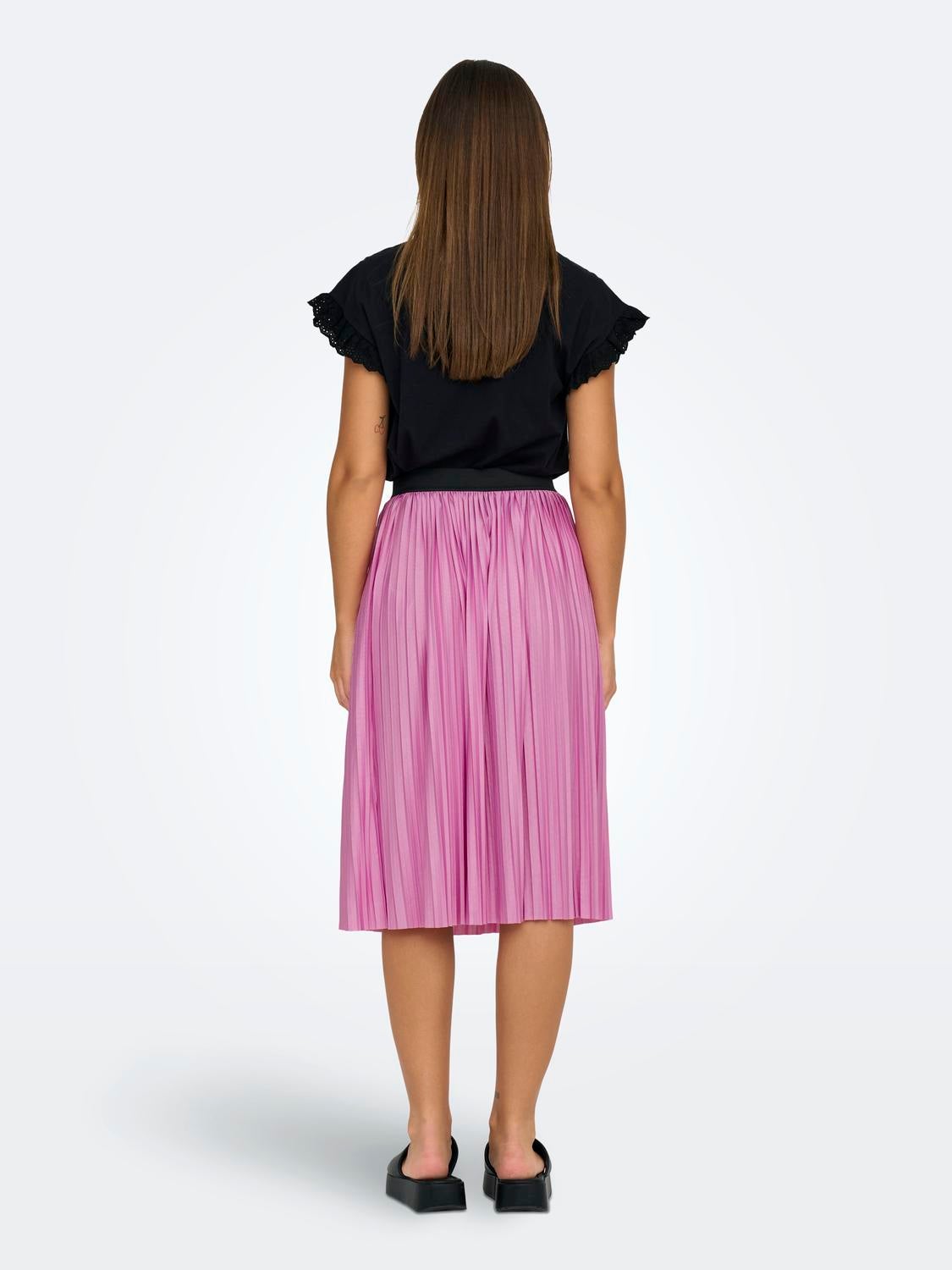 Pleated midi skirt light cheap pink