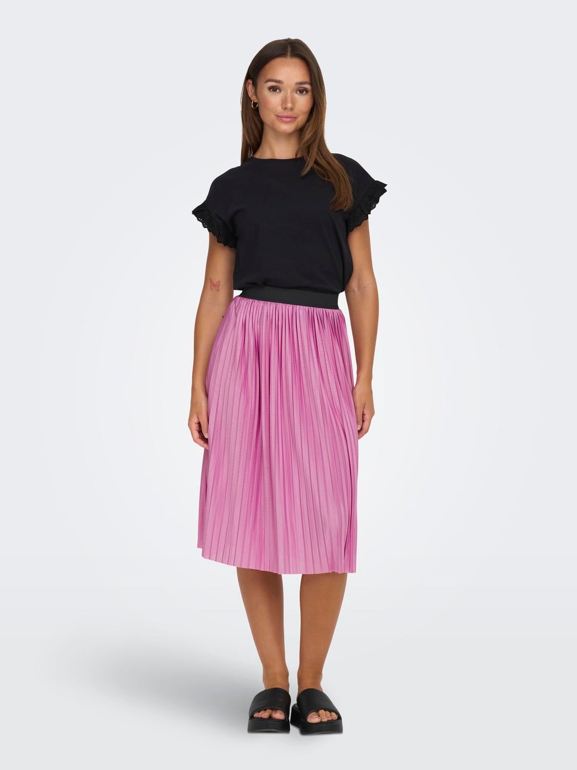 Pleated midi clearance skirt light pink