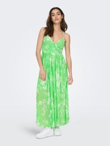ONLY Regular Fit V-Neck Thin straps Long dress -Summer Green - 15207351