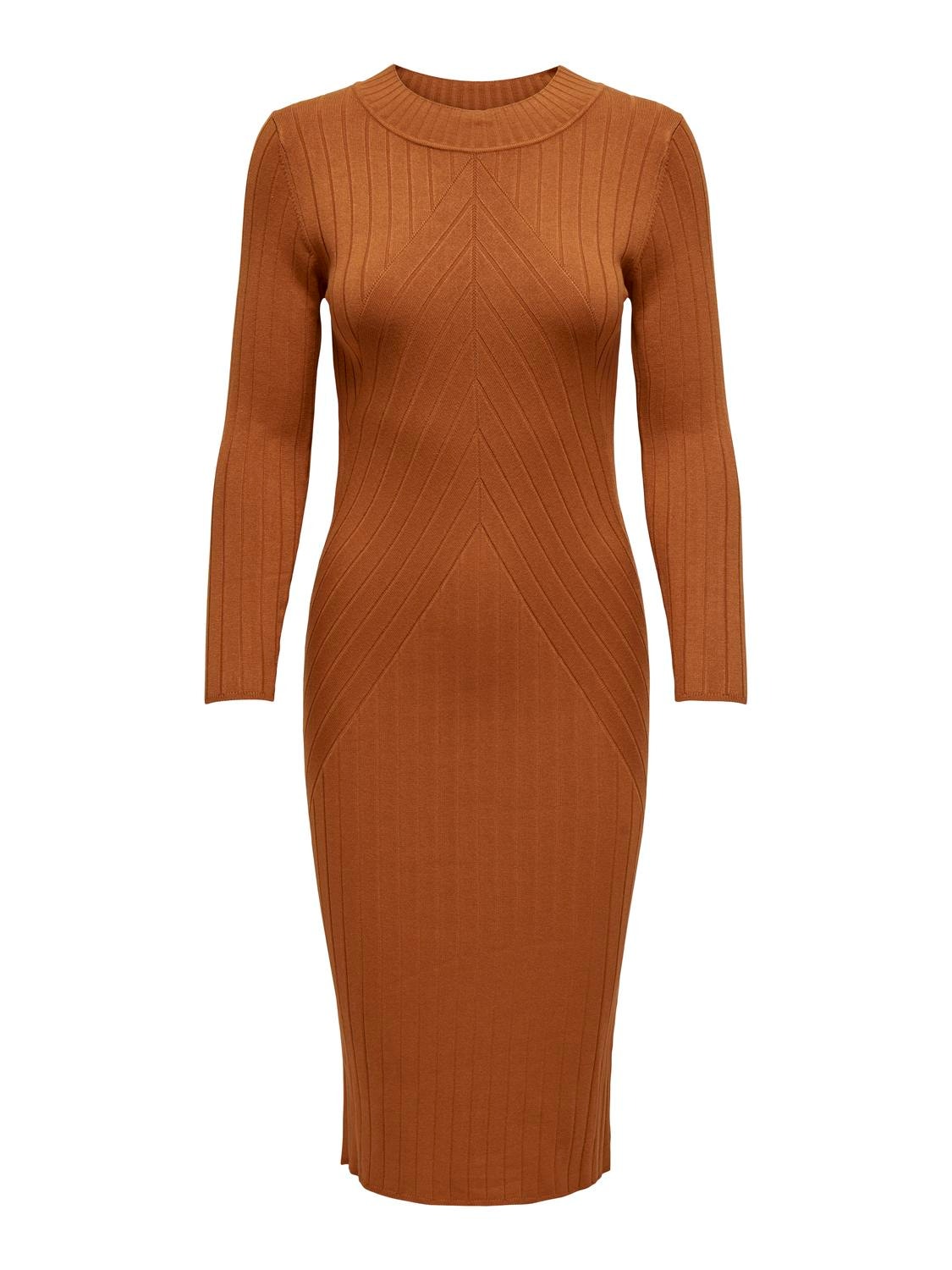 ONLY Nauwsluitende Gebreide jurk -Leather Brown - 15207693