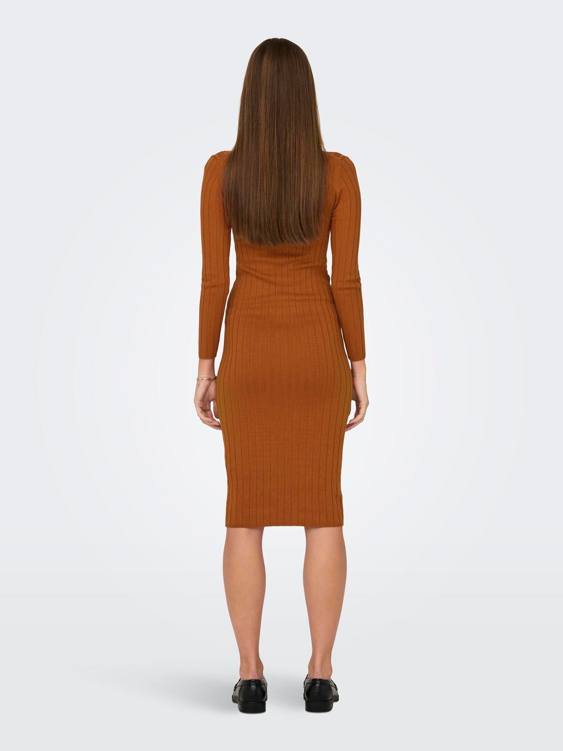 ONLY Tight fitted Knitted Dress -Leather Brown - 15207693