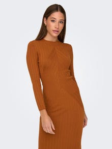 ONLY Bodycon fit O-hals Korte jurk -Leather Brown - 15207693
