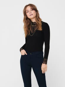 ONLY Long sleeved top with lace -Black - 15207788
