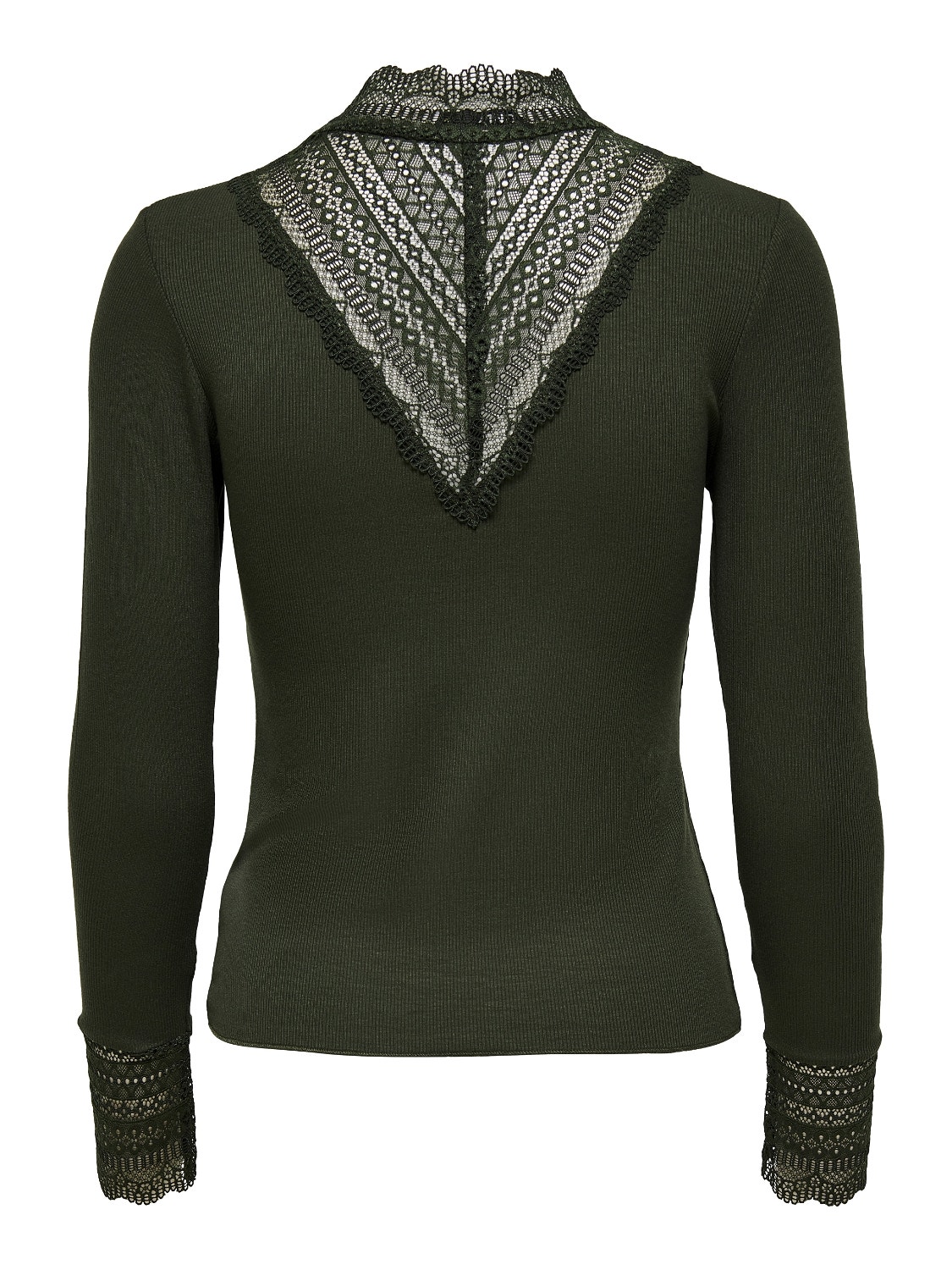 Long sleeved top with lace | Dark Green | ONLY®