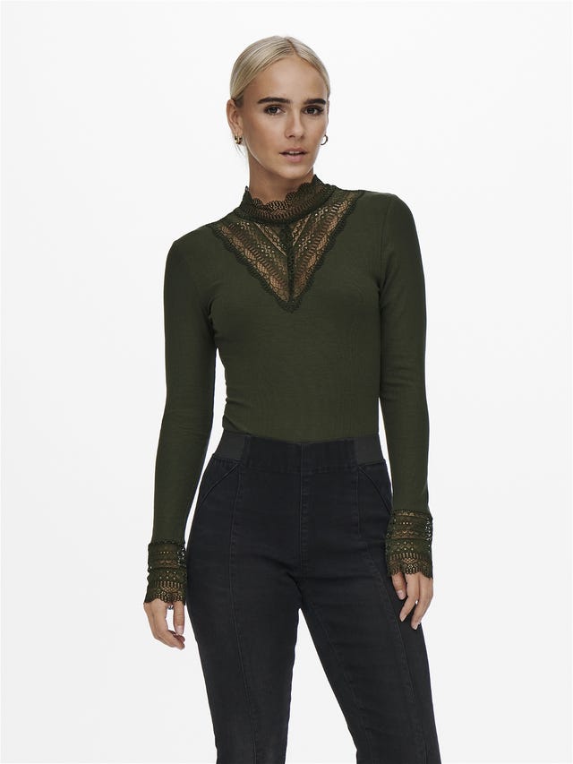 ONLY Long sleeved top with lace - 15207788