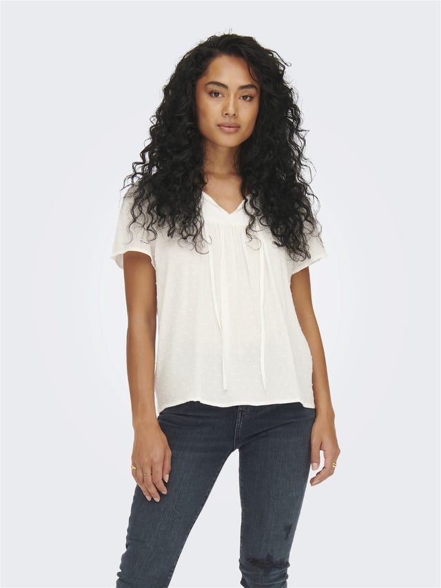 ONLY Loose fit V-Hals Volumineuze mouwen Top - 15207809