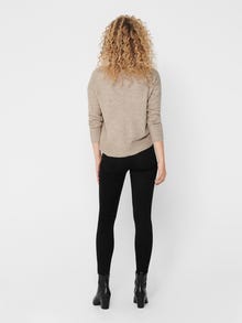 ONLY V-neck Knitted Pullover -Oatmeal - 15207823