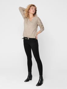 ONLY V-neck Knitted Pullover -Oatmeal - 15207823