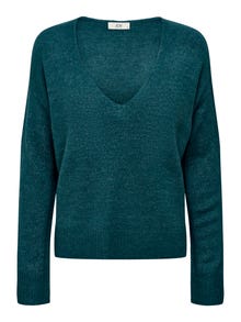 ONLY V-Neck Ribbed cuffs Dropped shoulders Pullover -Atlantic Deep - 15207823