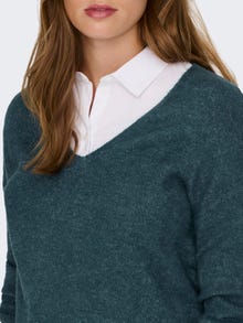 ONLY V-Neck Ribbed cuffs Dropped shoulders Pullover -Atlantic Deep - 15207823