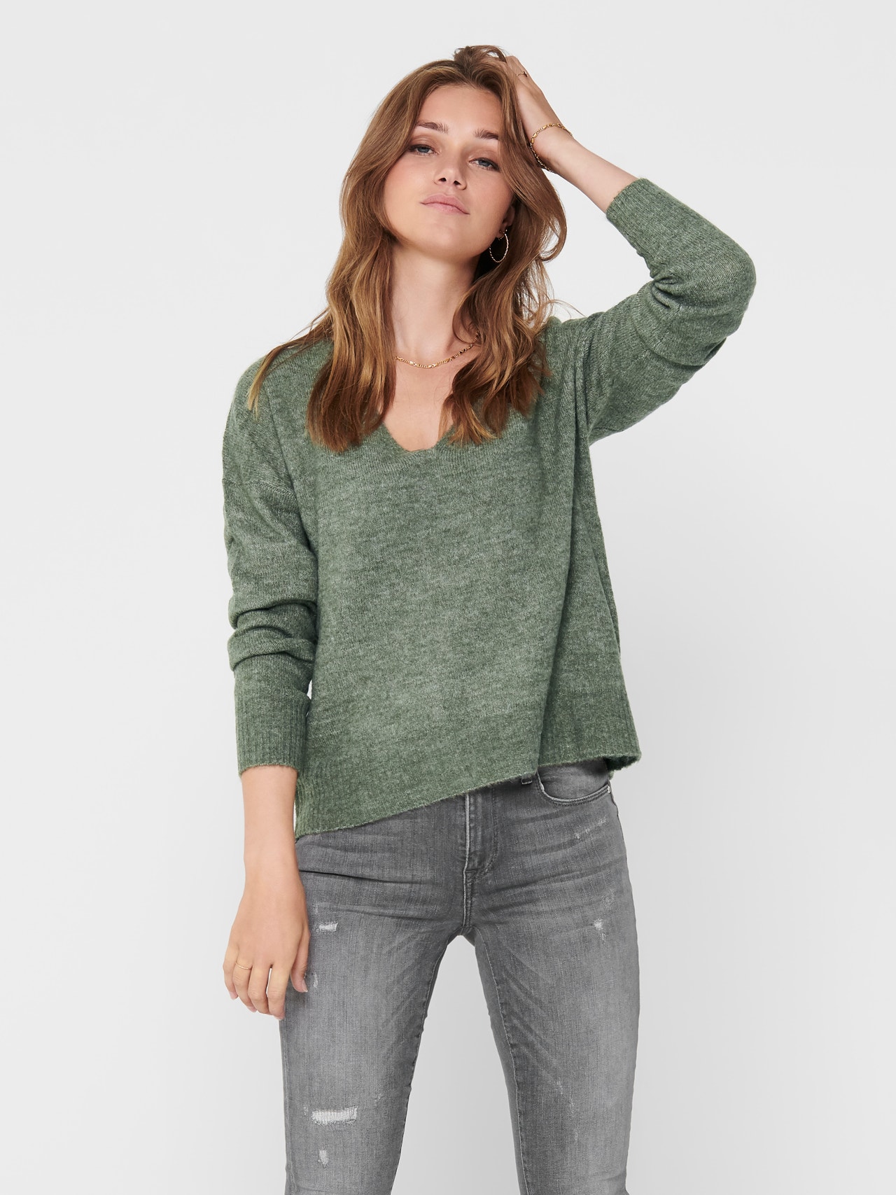 ONLY V-neck Knitted Pullover -Kalamata - 15207823