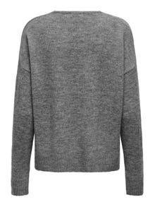 ONLY V-neck Knitted Pullover -Dark Grey Melange - 15207823