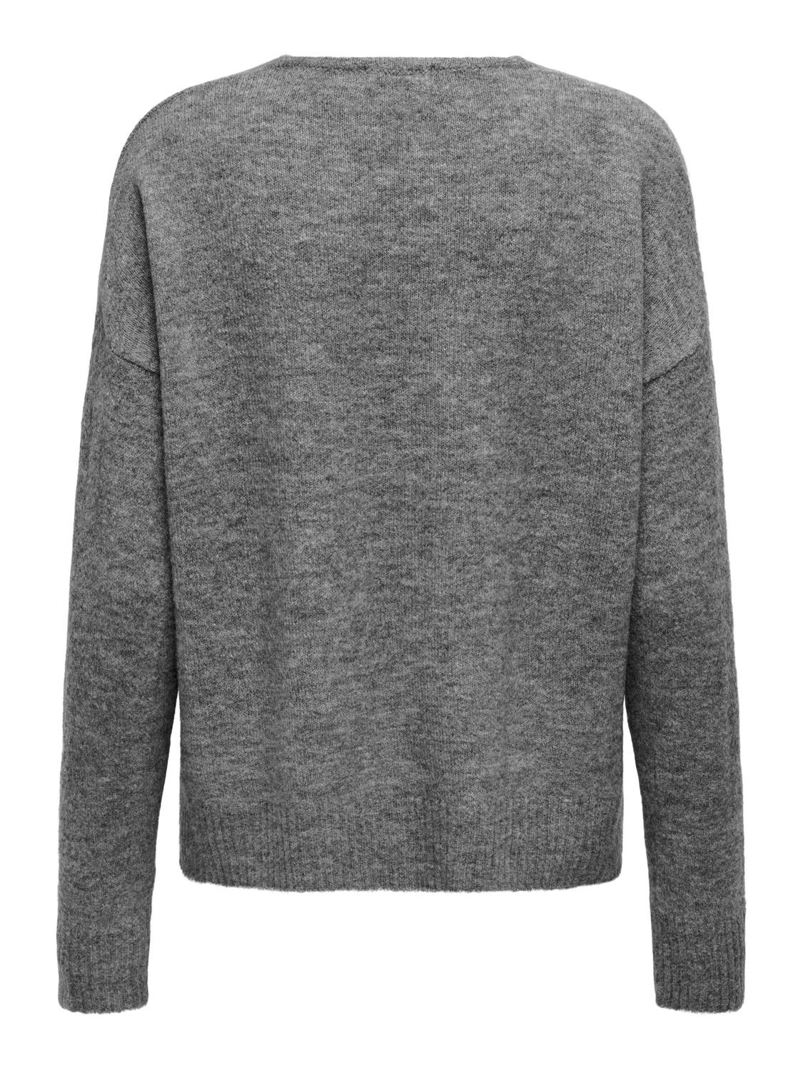 ONLY V-ringad Stickad tröja -Dark Grey Melange - 15207823