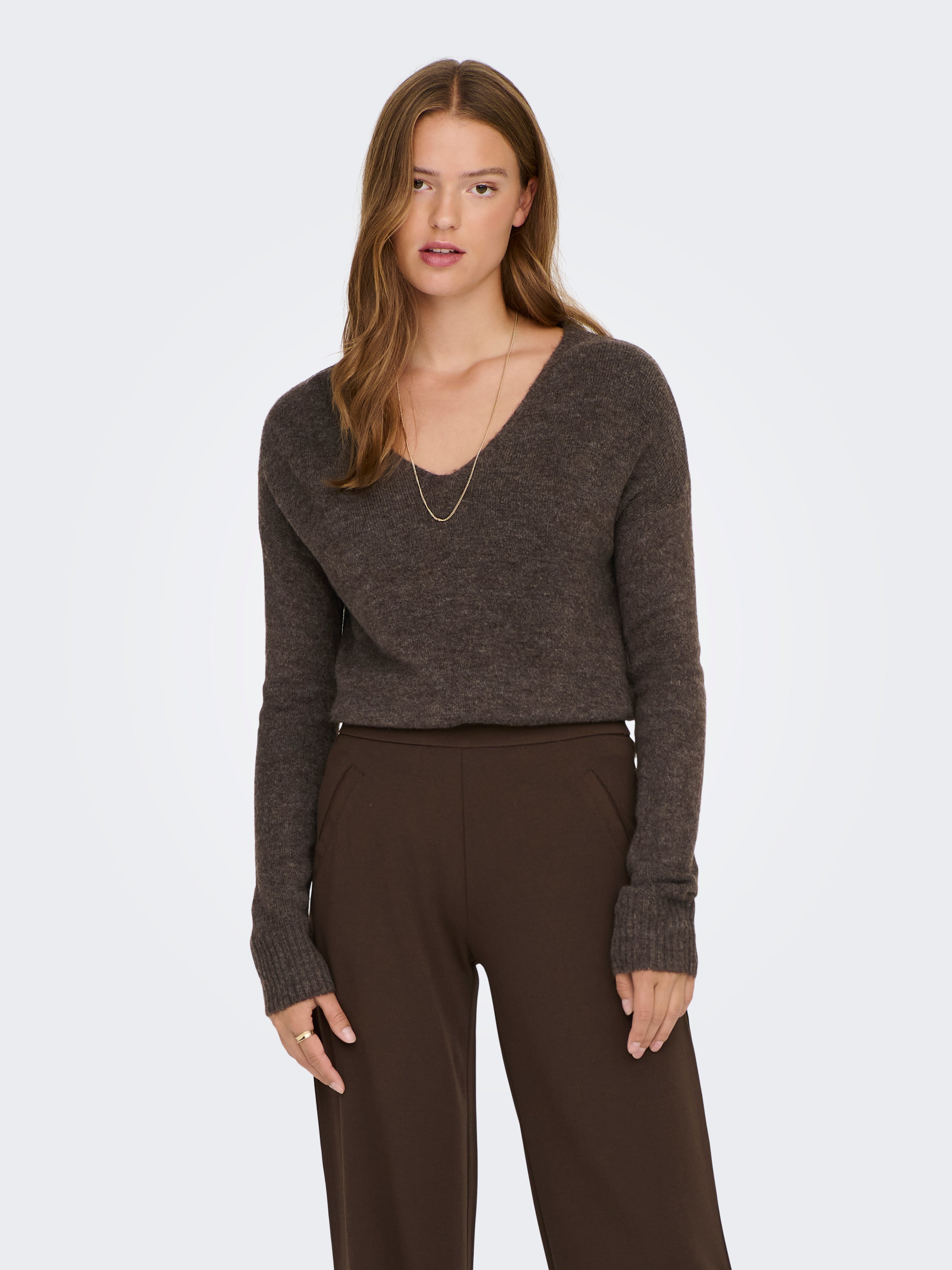 Pull Col V Elanora L/S JDY – Sweater Femme En Laine Tricotée – Taille Standard